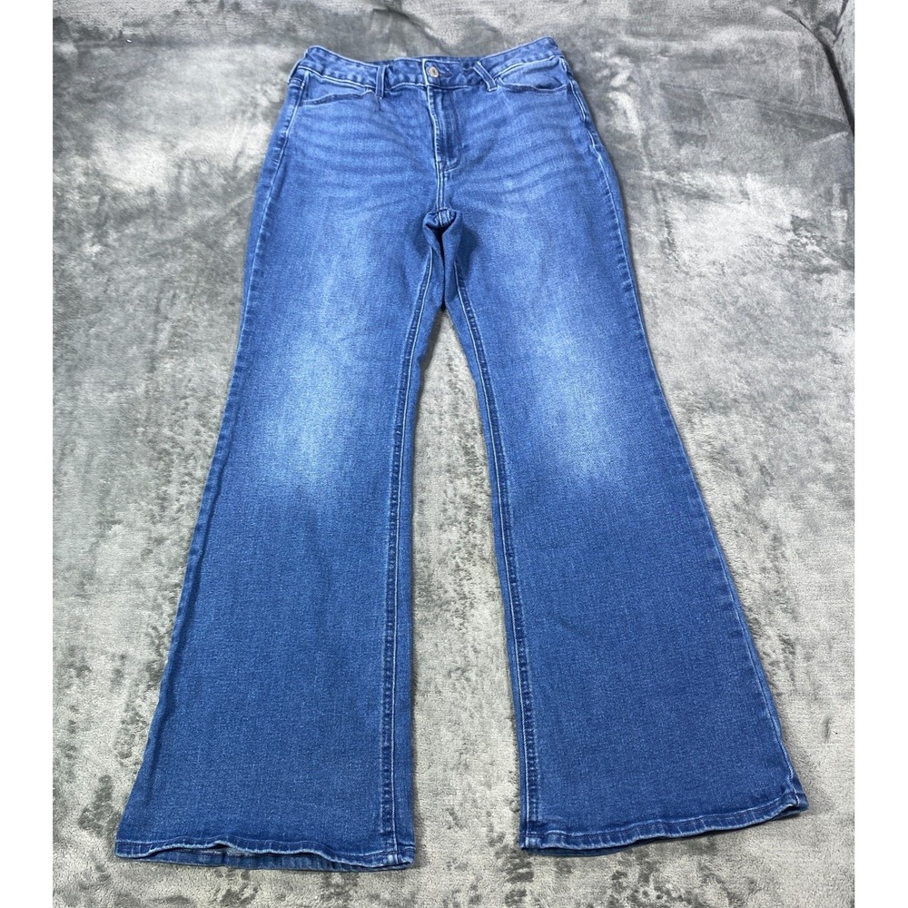 Old Navy Flare Leg Jeans Womens 8 Blue Medium Wash Denim High Rise Bootcut Fade